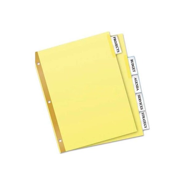 Avery WorkSaver Big Tab Reinforced Dividers With Clear Tabs, 5-Tab, Letter, Buff 13486 - main